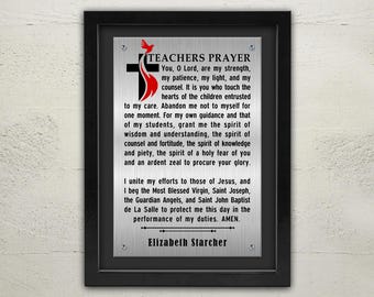 Teacher's Prayer Framed Plaque: Christian Gift, Aluminum Sign (12x16 inch)