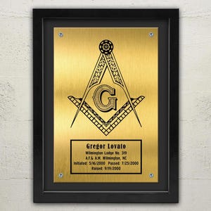 Mason, Masonic, Freemasons Custom Framed Plaque, Masonic Award