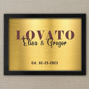 Personalized Last Name Framed Metal Sign, Established Date, Anniversary Sign, Last Name Sign, Wedding Date Sign, Wedding Gift Sign