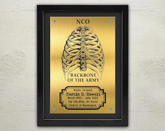 NCO Backbone of the Army Framed Plaque, Personalized Induction, Promotion, Soldier, Army, Military, Noncommissioned Officer Corps,Metal Sign