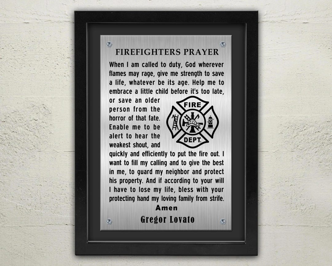 Firefighter's Prayer Framed Plaque: Personalized Fireman Gift (12x16 ...