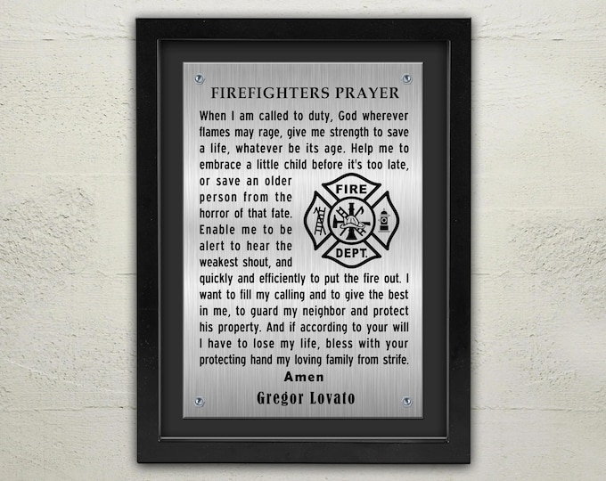 Firefighter's Prayer Personalized Laser Engraved Fireman Custom Name