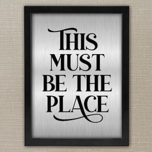 This Must Be The Place, Framed Metal Sign, Mid Century Landscape Wall Art, Vintage Style Print, Retro Living Room Prints, Typography Art