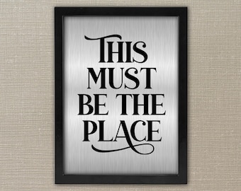 This Must Be The Place Framed Metal Print: Retro Typography Wall Art