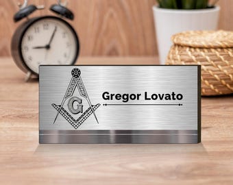 Personalized Mason, Masonic, Freemasons Name Plate for Desk, Masonic Award