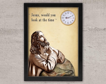 Jesus Framed Clock Decor: Funny Religious Wall Art