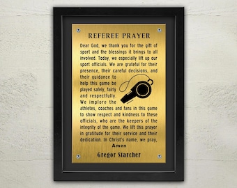 Referee Prayer Framed Plaque | Personalized Sports Referees Gift | Referee Whistle Award | Metal Aluminium Sign 12x16 inch