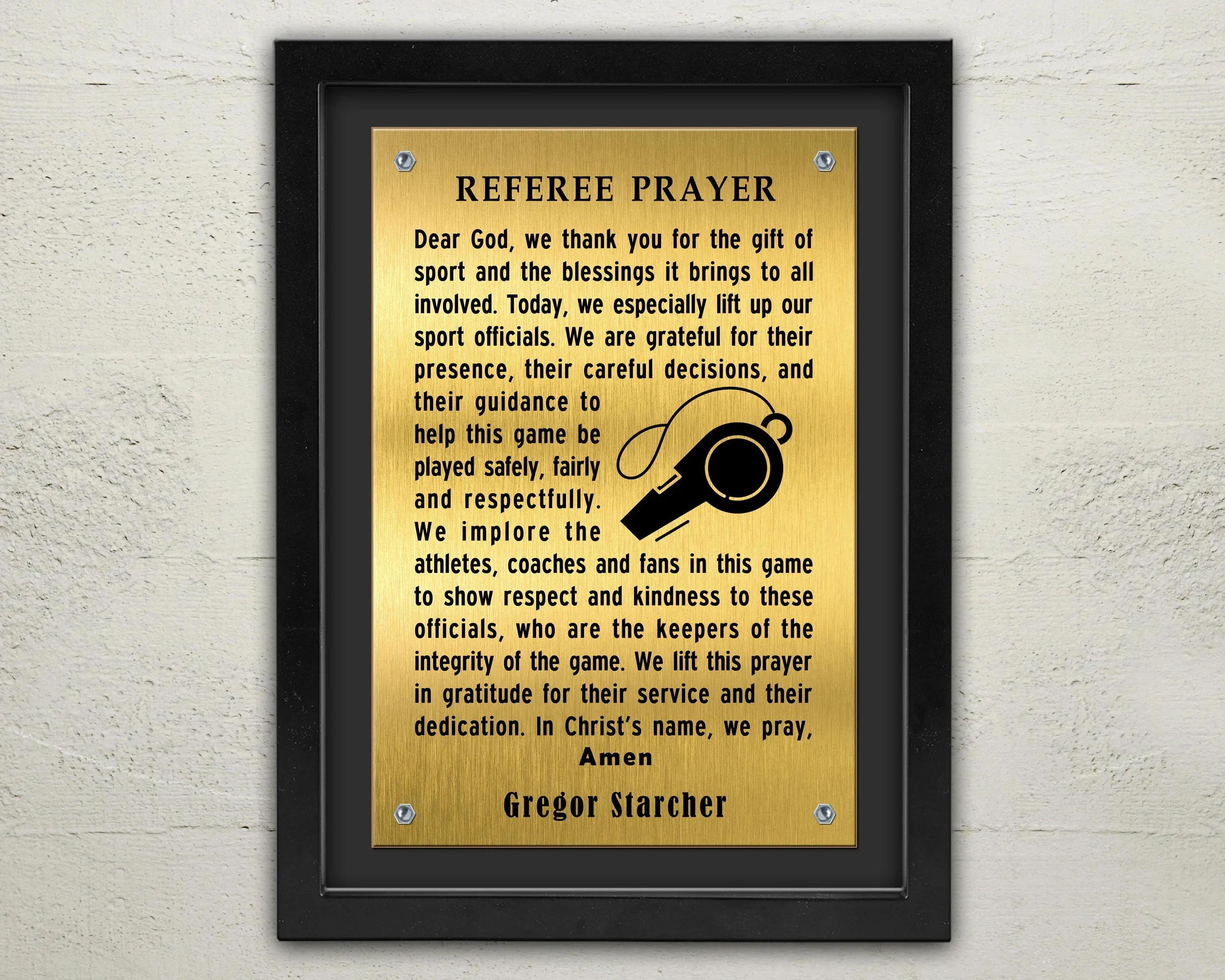 Personalized Referee Prayer Framed Plaque: Sports Official Gift