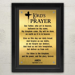 The Lords Prayer Framed Sign, Engraved Prayer, Lords Prayer Art, Christian Decor, Lords Prayer Plaque, Christian Gift Christian Framed Decor