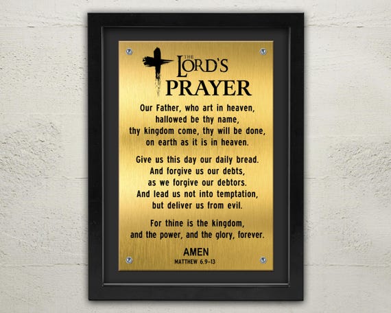 Framed Metal Lord's Prayer Sign: Christian Home Decor (12x16