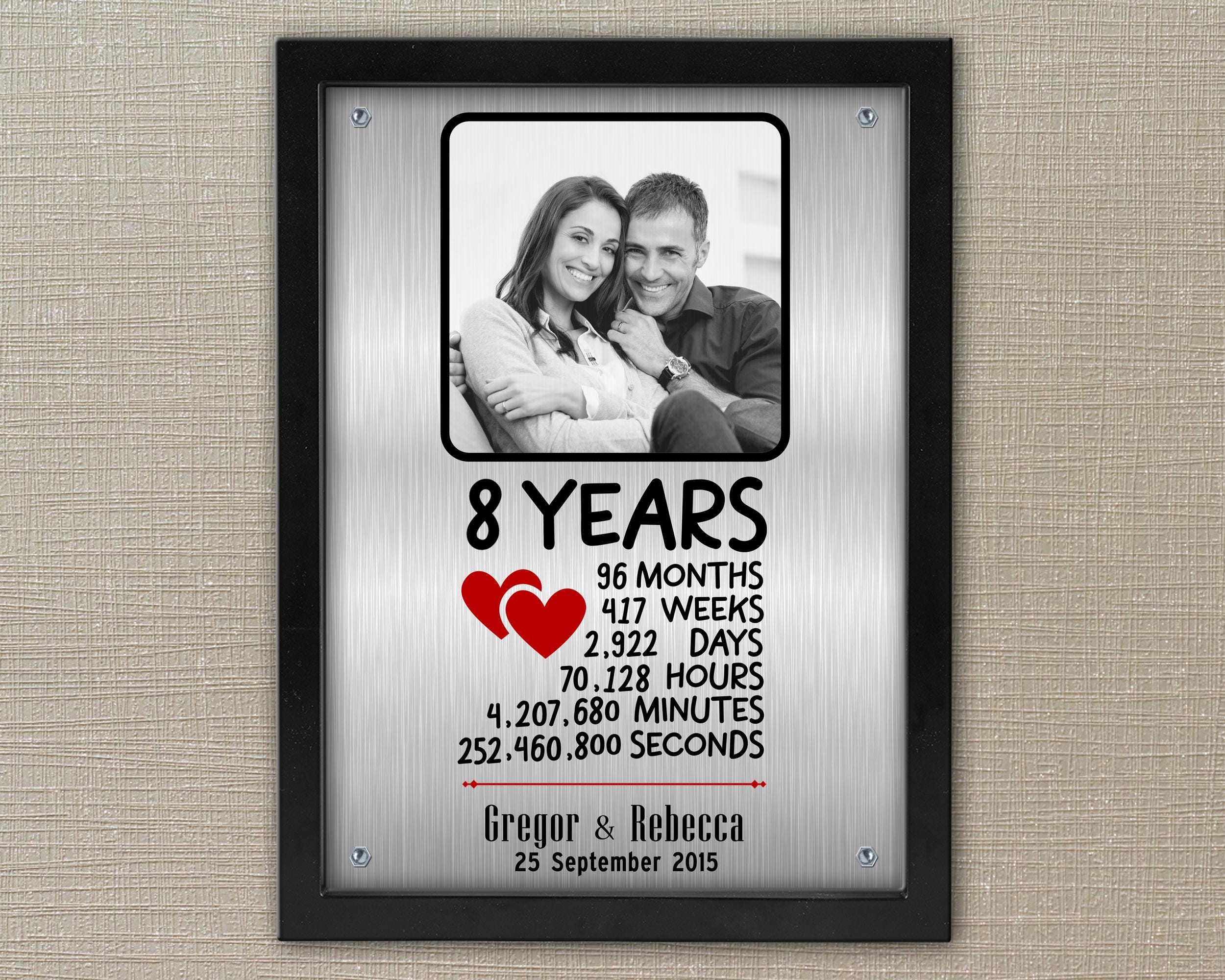 8 Year Anniversary Gift, Framed Metal Photo Print - Etsy