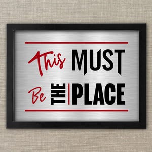 This Must Be The Place, Framed Metal Sign, Mid Century Landscape Wall Art, Vintage Style Print, Retro Living Room Prints, Typography Art