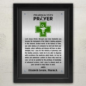 Apothekers Gebet gerahmte Plakette: Personalisiertes pharmD Geschenk