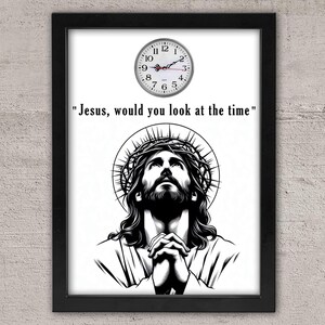 Jesus Framed Clock Decor: Funny Religious Wall Art