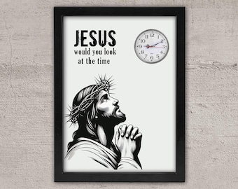Jesus Framed Clock Decor: Religious Wall Art, Battery Operated