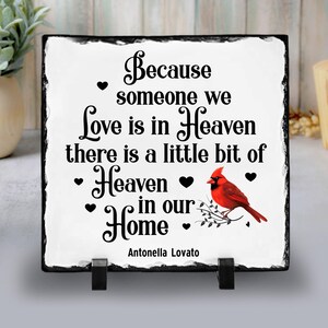 Memorial Stone Sign &quot;Because Someone We Love Is in Heaven&quot;| Personalized Remembrance Decor Sympathy Gift | Memorial Rock Plaque