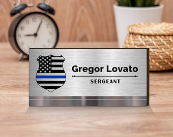 Personalized Metal Desk Name Plate: Police Officer Gift