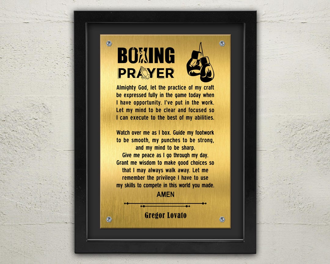 Boxing Prayer Framed Plaque: Personalized Boxer Gift (12x16 Inch) - Etsy