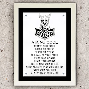 Viking Code gerahmter Druck: Nordische Dekor, Kriegerwerte