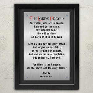 The Lords Prayer Framed Sign, Engraved Prayer, Lords Prayer Art, Christian Decor, Lords Prayer Plaque, Christian Gift Christian Framed Decor