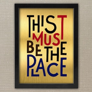 This Must Be The Place, Framed Metal Sign, Mid Century Landscape Wall Art, Vintage Style Print, Retro Living Room Prints, Typography Art