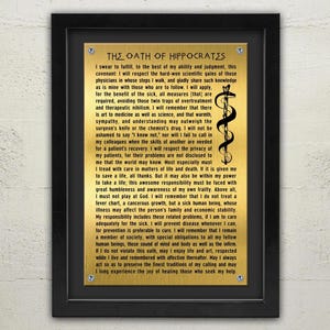 Hippocratic Oath Framed Plaque: Gift for Doctor, Medical Student (12x16 inch)