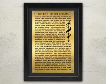Hippocratic Oath of Hippocrates Framed Plaque | Physician, Gift for Doctor, MD, Medical Student Graduation | Metal Aluminium Sign 12x16 inch