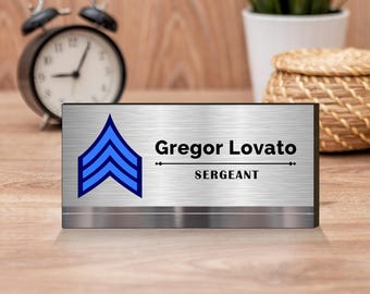 Personalized Police Officer Metal Desk Name Plate: Law Enforcement Gift