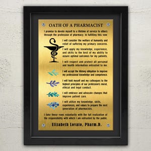 Personalized Oath of Pharmacist Framed Metal Print: Pharmacist Gift