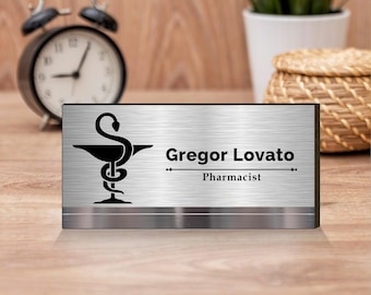Apotheker Schreibtisch Namensschild: Modernes Metall Büro Dekor
