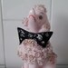 SWEET RARE Vintage PINK Spaghetti Poodle With black rhinestone bowtie