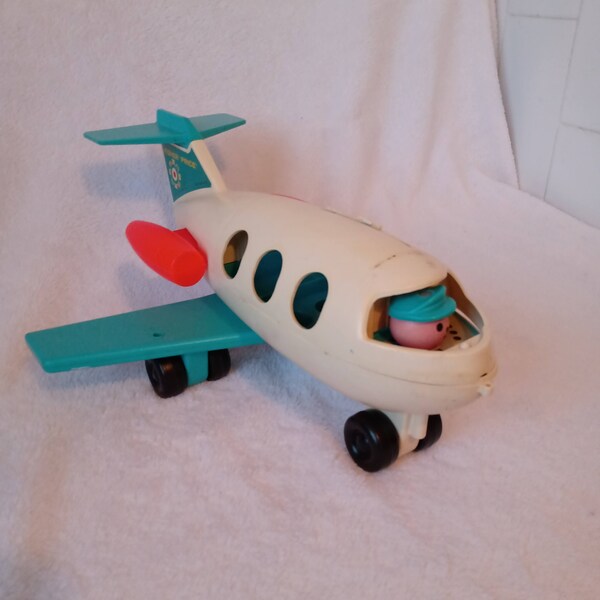 Vintage Fisher-Price Fun Jet Plane Airplane #183 1970s Toy - Rare Vintage Fisher Price Nostalgia