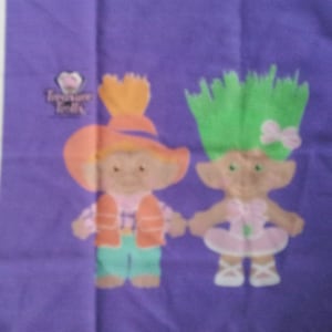 Vintage Treasure Trolls PILLOWCASE And Twin FITTED SHEET Set Bedding Sheet Cotton 1992