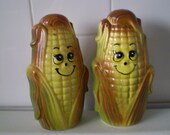 Vintage Anthropomorphic Corn On The Cob Salt and Pepper Shakers