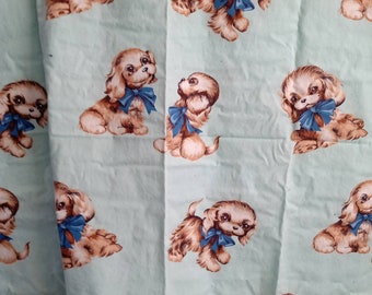 Vintage Baby Puppy Retro fabric sheet