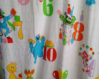 Vintage  SESAME STREET flat Sheet Twin