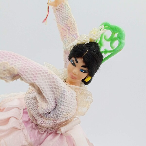 Vintage Spanish Marin Chiclana Clone Plastic Doll. Flamenco Dancer. Pink dress