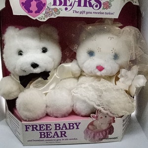 Commonwealth Wedding Bears Bride Groom Teddy Bears In Original Box Vintage 1985 image 2