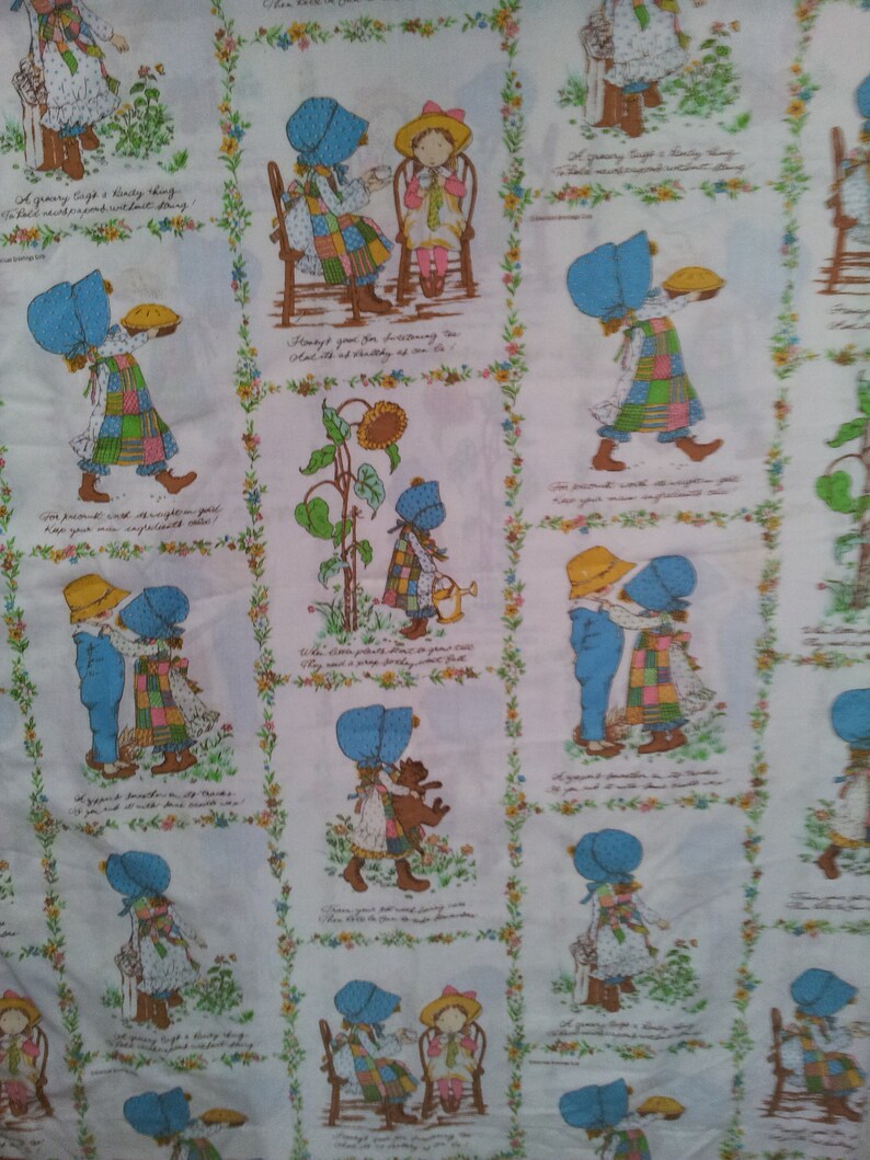Vintage Holly Hobbie Twin Flat Bed Sheet Reclaimed Linen - Holly Hobbie Bedding Vintage Holly Hobbie Twin Flat Bed Sheet Reclaimed Linen - Holly Hobbie Bedding