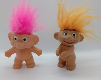 Vintage Set Of 2 Troll Dolls