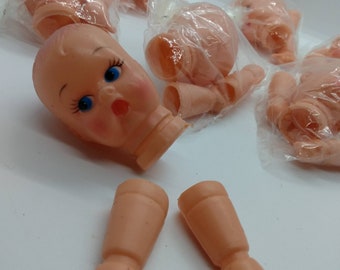 Vintage Small Baby Doll face Head With Hands Still In Package