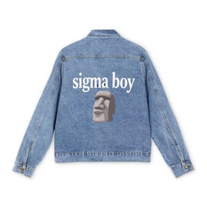 Embroidered Sigma Boy Men&#39;s Denim Jacket, Gift for Him, Custom Jean Coat, Personalized Outerwear, Sigma Phi Epsilon Design, Fraternity