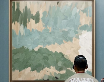 Green Abstract Art Painting Canvas Print, Extra Large Format, 100% Cotton