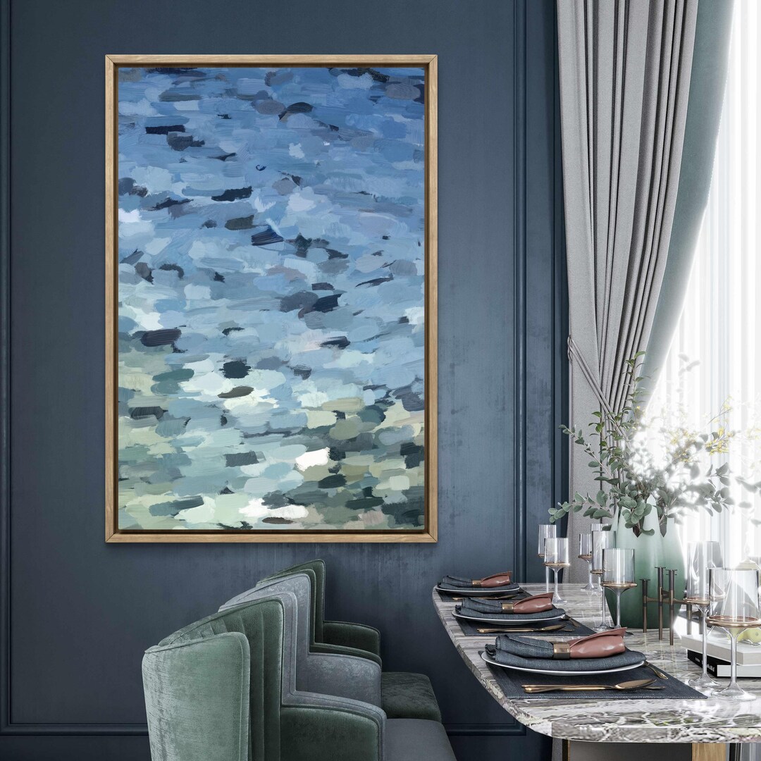 Ocean Blue Painting on Canvas Print Abstract Large Wall Art 100% Cotton ...