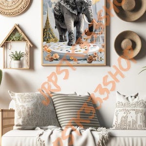 Modern Elephant Print - Printable Elephant Wall Art for Nursery & Girls Room Decor - Digital Download Lai Thai Art