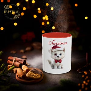 Taza navideña - Lindo dibujo animado de perro husky en 3D - Regalo navideño para amantes del chocolate caliente y de las mascotas - Presente navideño único