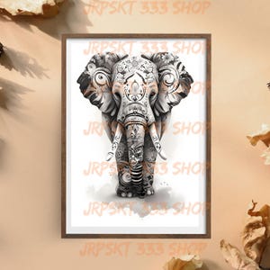 Modern Elephant Print - Elephant Nursery Decor, Printable Wall Art for Kids, Digital Download for Girls Room Decor