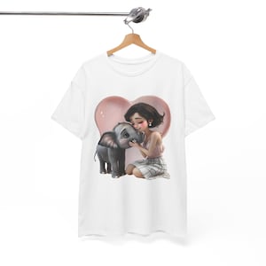 T-shirt cartoon olifant, T-shirt uniseks, T-shirt met dierenprint, T-shirt met korte mouw, grappig, verjaardagscadeau, cartoon 3D-olifanten