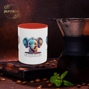 Elephant Coffee Mug - 3D Cartoon Design Gift for Elephant Lovers - Artistic Accent Coffee Mug for Home & Office