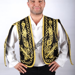black vest Embroidered Vest Waistcoat Waist costume sleeved